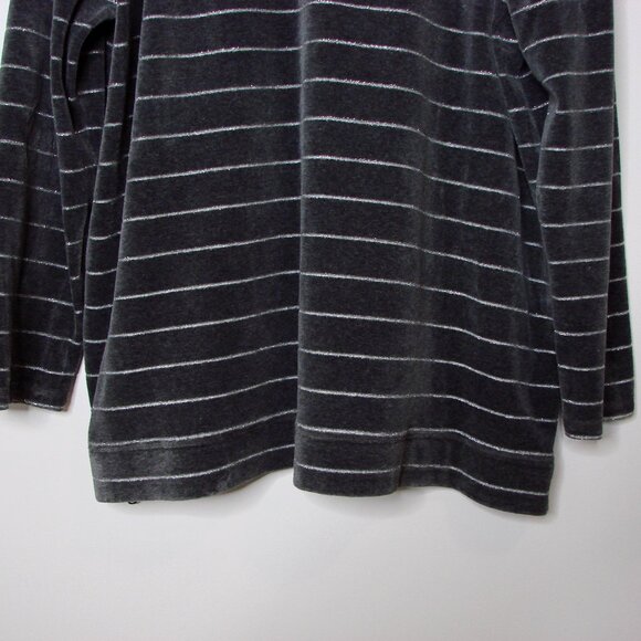 Talbots Gray Velvet Tunic Top Luxe Cowl Neck Silver Metallic Stripe Plus Size 2X - Picture 12 of 12